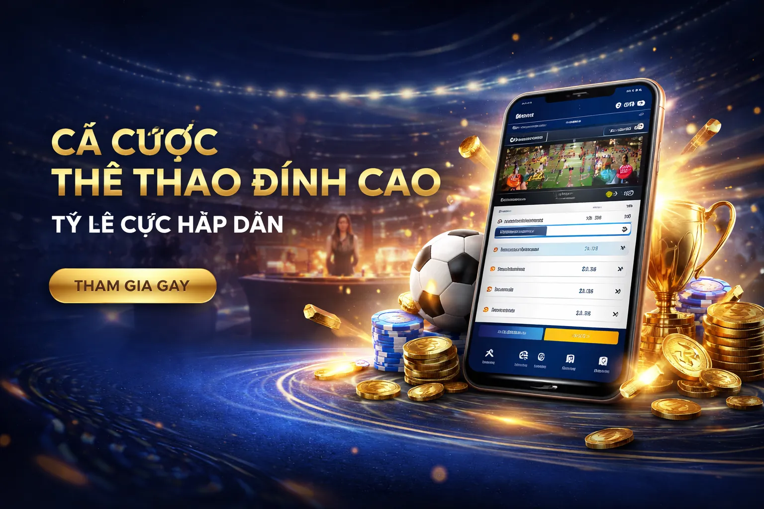 Sân vận động bóng đá với khán giả cuồng nhiệt và logo 8us